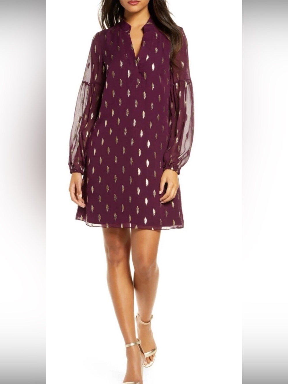 NWT Lilly Pulitzer Size 6 Shea Silk Dress Cabernet Berry Metallic Diamond